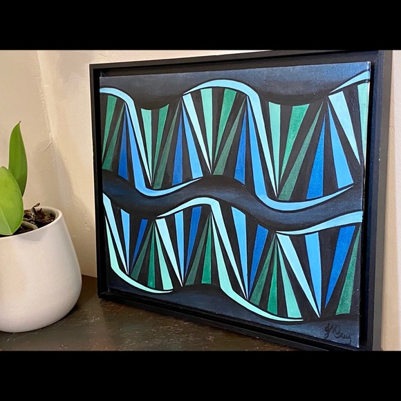 Flowing whaters of Aquarius painting J. Cruz original art hand painted zodiac - Picture 5 of 8